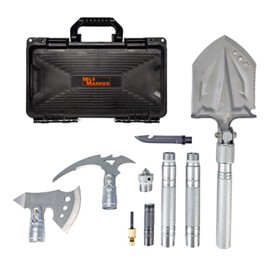 Mile Marker 32004 Pro Terrain Survival Kit | All-in-One Tool Converts into Shovel, Axe, Hoe, Pickaxe, Tactical Knife & More | Packs into Compact Case for Vehicle, Trail Pack & Go Bag