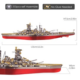 Piececool 3D Puzzles for Adults Metal Battleship Model Kits, Kongou Warship 3D Metal Models Building Kits for Adults Teens DIY Great Birthday
