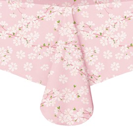 Bnejvif Pink Sakura Oval Tablecloth Floral Flowers Print Oval Table Cloth Spring Summer Waterproof Wrinkle Free Tablecloth for Oval Tables 60 X 102 Inch