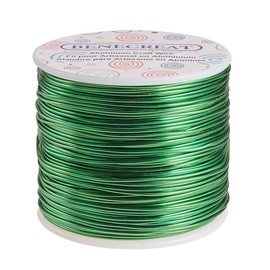 BENECREAT 17 Gauge (1.2 mm) Aluminium Wire 380 ft (116 m) Anodized Jewellery Craft Making Beads Floral Coloured Aluminium Craft Wire – Green