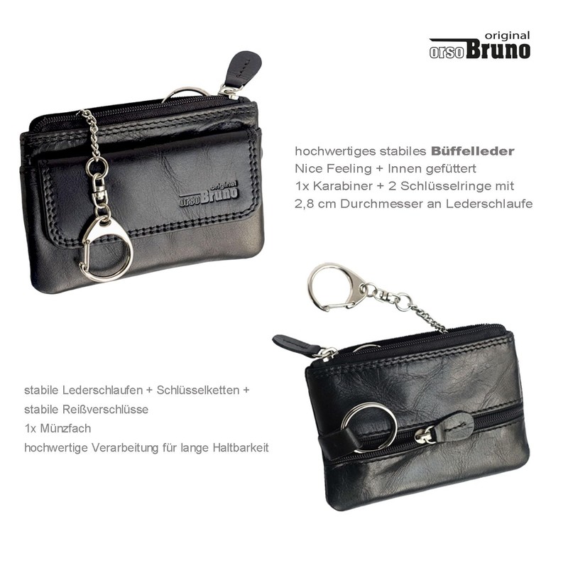 Deluxe Key Bag, Buffalo Leather Black