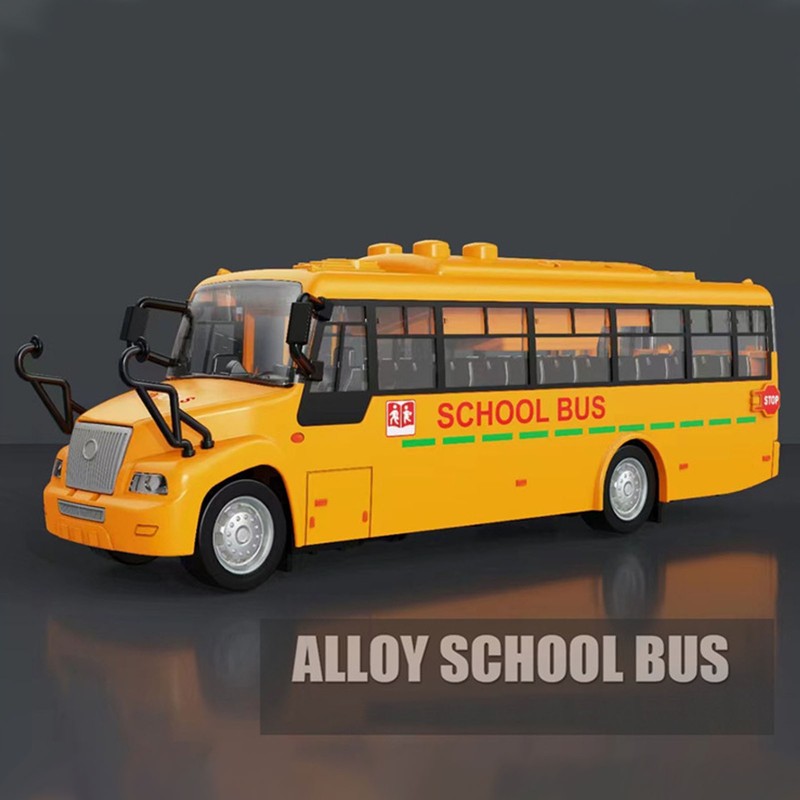 School Bus Model Yellow Die Casting Alloy Openable Door Realistic
