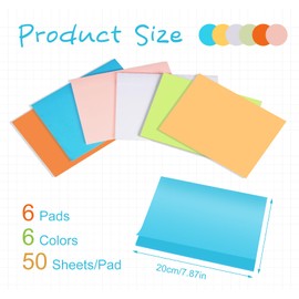 Agoer 6 x 8in Creative Extra Large Sticky Giant Pads,300 XXL Post Self Stick Notes Pads 203 x 152mm,6 Pastel Colors Memo Pad for Drafts,Presentations,Workshops,Reminder,Check List or to Do List