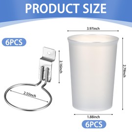 FoldTier 6 Sets Slatwall Cups with Loops Set, Slatwall Accessories Slatwall Hook Tools Storage Arrange System Kit for Organizing Accessories Tools Storage Office Workshop Garage Workbench (Clear)