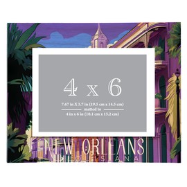R and R Imports New Orleans Louisiana Design C Souvenir Wooden Photo Frame Matted 4 x 6 Inch Single