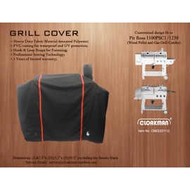 CLOAKMAN Premium Waterproof Grill Cover for Pit Boss 1100 Pro Series 1260 Triple-Function Combo Grill PB1100PSC2, PB1100PSC1 Sportsman Pellet/Gas Combo 1230 (Sealed-Seam)
