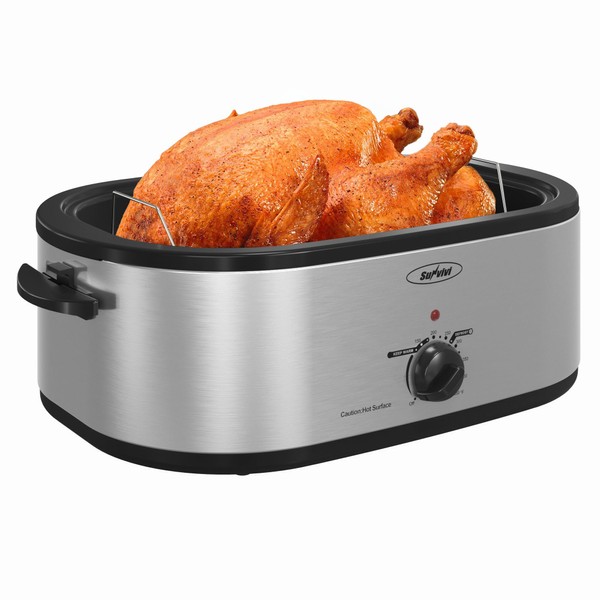 Sunvivi Outdoor 18 Quart Roaster Oven, Electric Roaster with Visible