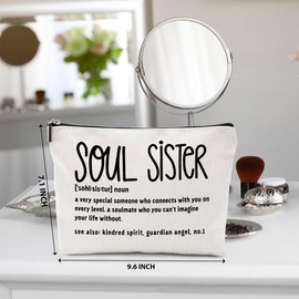 Soul Sister Gifts for Women, Best Friend Birthday Gifts Makeup Bag, Friend Gifts Friendship Gifts Cosmetic Bag, Bestie Gifts for Women Her Sisters Friends, Christmas Birthday Gifts Toiletry Bag