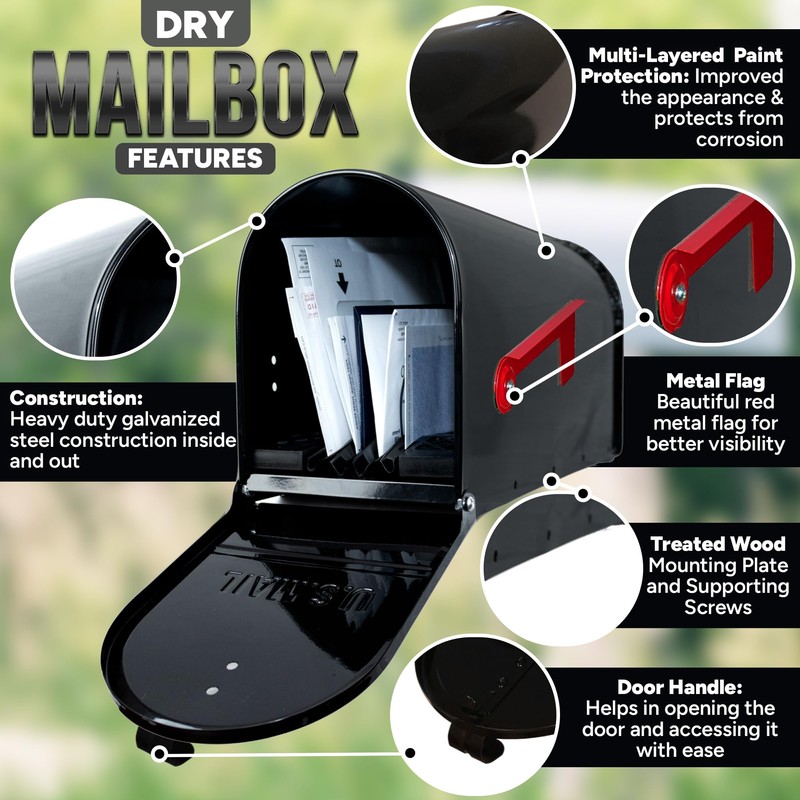 Dry Mailbox – Outdoor Metal Mailbox with Mailbox Insert to