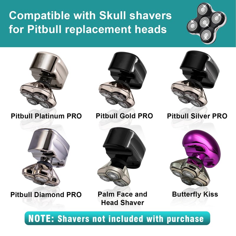 2 x Replacement Shaving Heads for All Skull Shaver Pitbull,