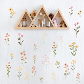 GIOGUK Flower Wildflower Wall Decal - Flower Wildflower Floral Decorations Wall Stickers, Wall Decorations for Living Room, Bedroom, Baby's Room, Nursery, Floral Sign Decal Pink Yellow Peach