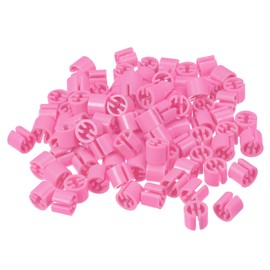 QUARKZMAN Pack of 200 Clothes Hangers Markers Empty Labels Plastic for 3.5 mm Wire Hangers Size Markers Clothing Size Tag Hangers Size Clips Snap Numbers Colour Coding Pink
