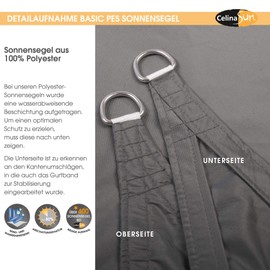 CelinaSun Shade Sail with Attachment Ropes Basic HDPE or PES Sun Protection UV Protection