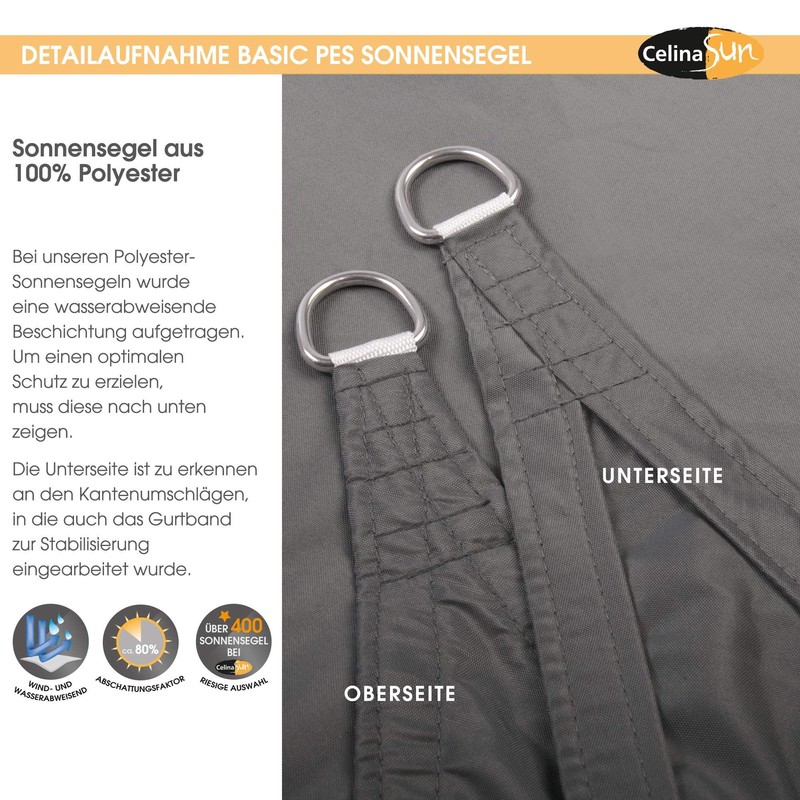 CelinaSun Shade Sail with Attachment Ropes Basic HDPE or PES