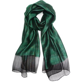 SNUG STAR Cotton Silk Scarf Elegant Soft Wraps Color Shade Scarves for Women (Colorful Gold Thread(Green))