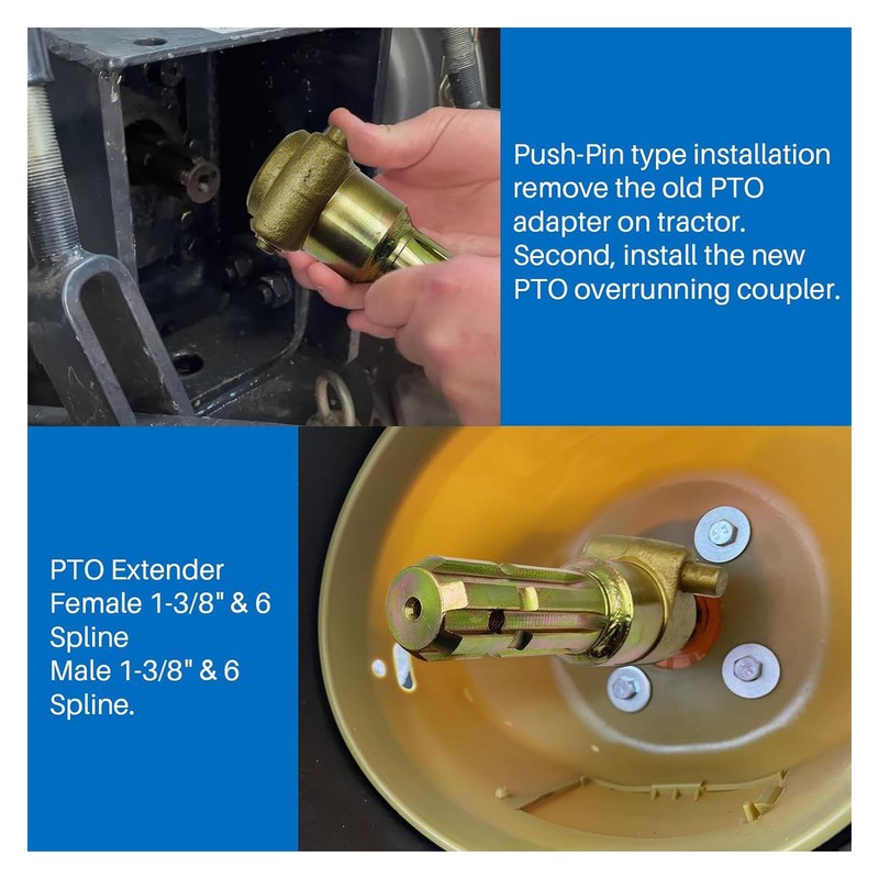 New Upgraded PTO Extender Adaptor for Tractor, Female 1 3/8