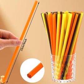 Umigy 150 Pcs Thanksgiving Plastic Drinking Straws Orange Yellow Brown Fall Drinking Straws Hard Plastic Disposable Straw Reusable Plastic Straws for Autumn Party Supplies Thanksgiving Table Decor