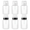 200ml Nail Cleaner Bottle Nail Pump Bottle Pump Dispenser Transparent Liquid Bottle Rotating Locking Makeup Removal Dispenser Bottles (Black & White 6 Pcs)