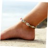 TEHAUX Wooden Beads Anklet Shell Chain for Women Knitted Ankle