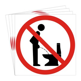 dealzEpic - Do Not Pee in the Toilet While Standing Sign - Self Adhesive Peel and Stick Waterproof Warning Vinyl Decal - 3.94 inches in Diameter | Pack of 4 Pcs