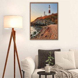 Landmark 5D DIY Diamond Painting Kits for Adults, Montauk Lighthouse and Beach at Sunrise Long Island New York Diamond Painting Accessories by Numbers Full Drill, 12x16 Inch
