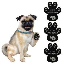 Phaechild Dog Paw Pads Anti-Slip Grips,Dog Paw Protectors for Senior Dogs on Hot Pavement,Provides Traction to Keep Them from Slipping on Smooth Floors 20 sets-80 Pads Black XXXL