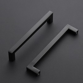 Ravinte 10 Pack Kitchen Door Handles Black Handles for Cupboards 160mm Cupboard Handles Kitchen Cabinet Handles Square Bar Wardrobe Handles Cabinet Door Handles Drawer Handle