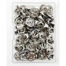 JIANYI 50 Pieces Lapel Butterfly Clutch Pin Backs - Metal Enamel Backing Replacement for Craft Making (Silver)