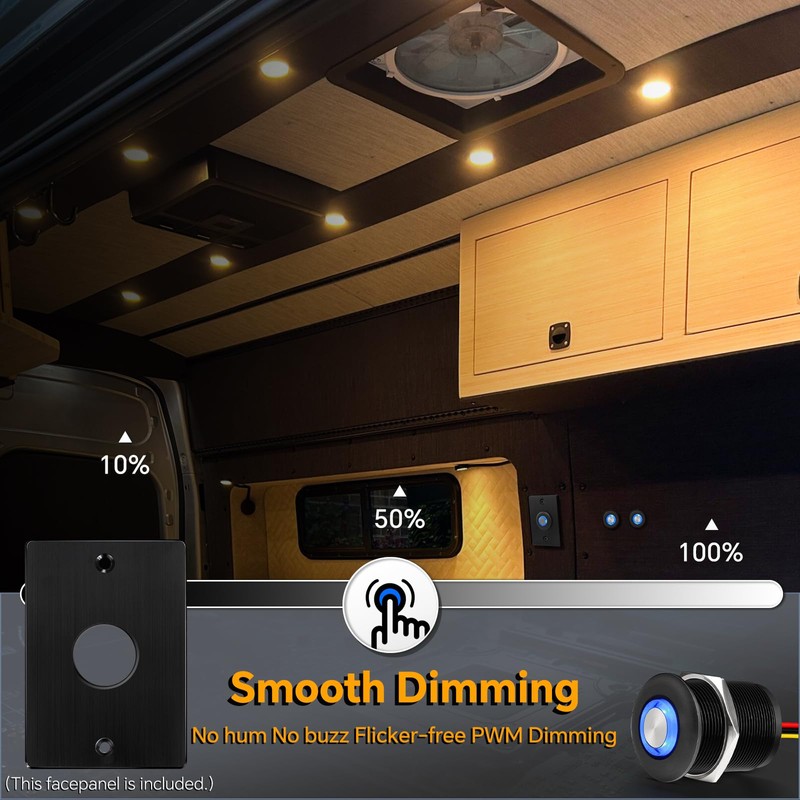 Obeaming 12V Dimmer Campervan Boat Light High-Side PWM Dimming Switch,