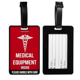 mnmoom Medical Equipment Luggage Tag -Travel Essentials Medical Luggage Tag (Red, 2 Pack)