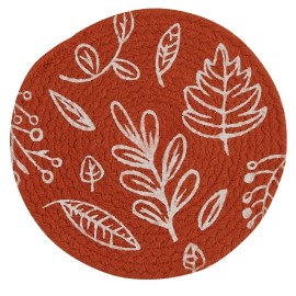 Park Designs Leaf Round Sienna White TRIVET 8" Round Natural Country Rustic Autumn Fall Park