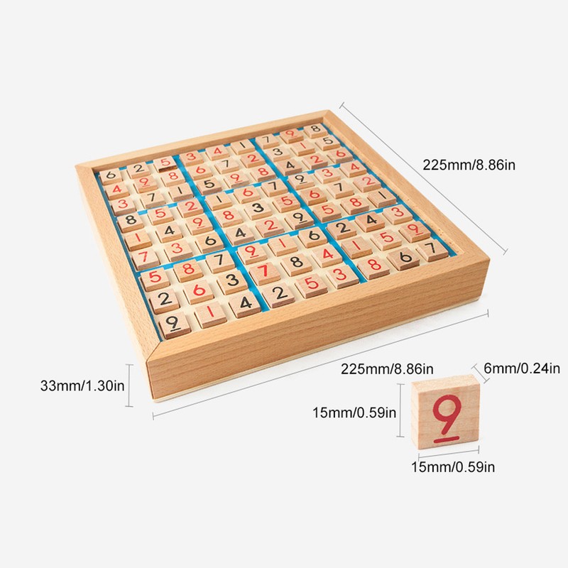 Wooden Sudoku Board Game with Drawer 81-Grid Chessboard Educational Puzzle