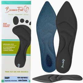 Sharp! Ultra Thin Insoles for Women Lightweight Shoe Inserts for Women for Heels & Pointed-Toe Flats by Business Feet® Shoe Insoles Women - XL/L Black