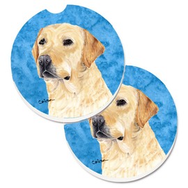 Caroline's Treasures SC9133BUCARC Blue Labrador Set of 2 Cup Holder Car Coasters, Large, multicolor