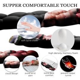 JIKIOU Flowers Cloud Wrist Rest Keyboard, Cloud Keyboard Wrist Pad Set with Comfortable Waterproof Cloth, Cute Arm Rest for Palm Support PC Gaming Desk Accessories Office Computer Multicolored Peony