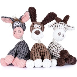 Juguetes para Perro, Peluche Juguetes para Perros Ansiosos, Juguetes Interactivos para Perro de Cuerda Duradera, Perros Juguetes para Medianos-Burro, Perro y Oveja (3 Pack)