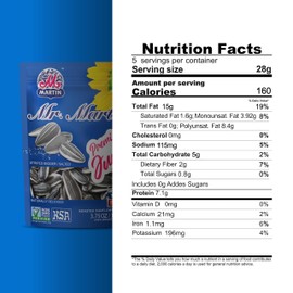 MR. MARTIN Premium Jumbo Salted Sunflower Seeds To Eat, Roasted, Keto Friendly Snack, Kosher, Non-GMO, Vegan - 3.75 oz, 16 Pack
