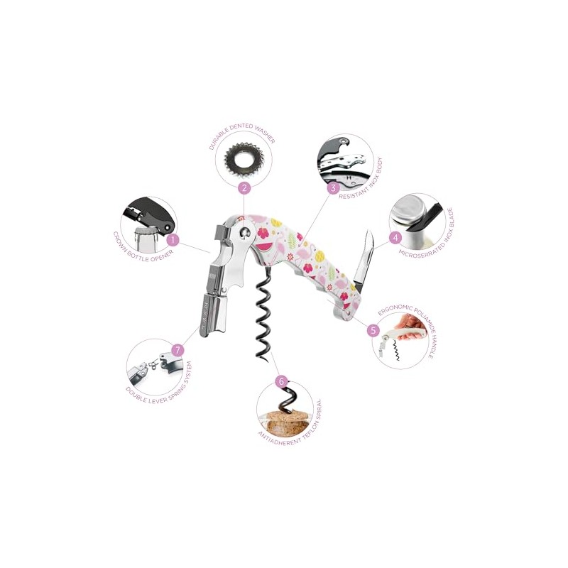 Pack of 10 2-Stroke Corkscrew Bottle Opener Retro Flamingos