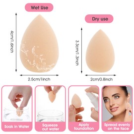 WLLHYF 12 pieces mini make-up sponge set, blending sponge, small blender foundation for powder, cream, repairs, cosmetic sponges (black + skin colour