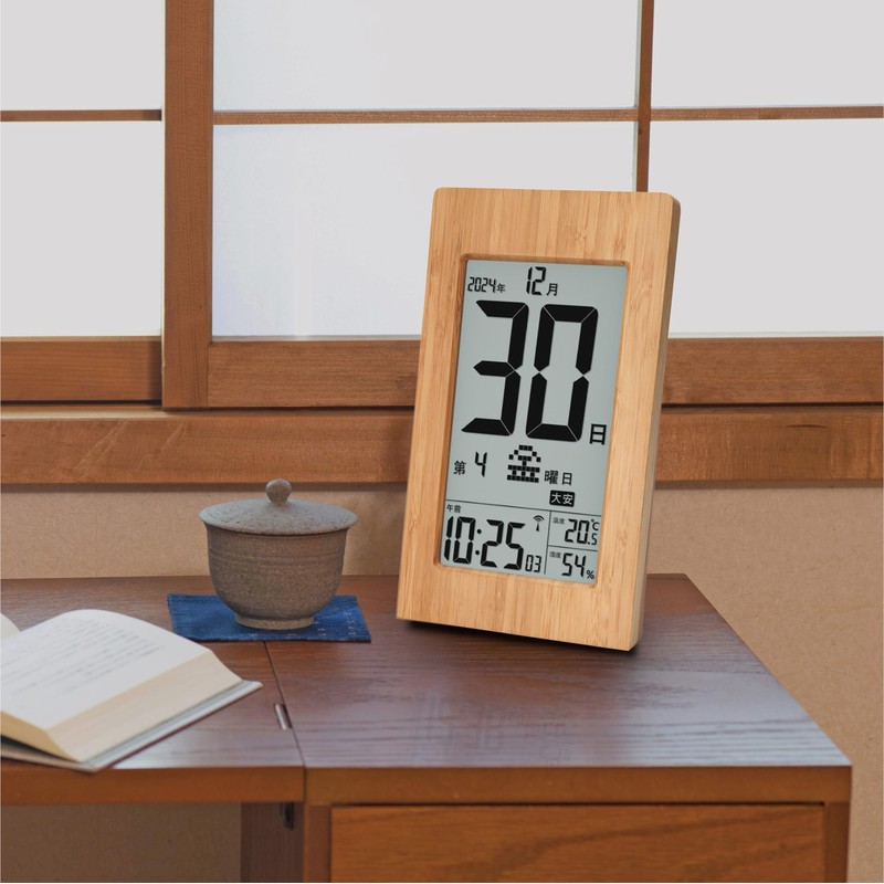 ADESSO THM-01 Digital Digital Display Bamboo Sunset Temperature Humidity Date