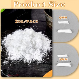 4.4 Lb Fiberglass for Cement 6mm and 9mm Mortar Concrete Fiberglass Chop Strands Fiber Reinforcement Anti Seepage Anti Cracking White Milled Glass Fiber for Concrete Cement, Building Wall Garden Floor