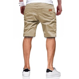 JMIERR Mens Casual Shorts - Cotton Drawstring Summer Hawaiian Beach Stretch Waist Twill Chino Dress Golf Shorts with Pockets for Men 9 Inch Inseam, US 40(2XL), S1 Khaki 2