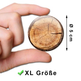 Fridge Magnets Tree Trunk Discs Gift Set of 4 Vintage Magnets Wood Look for Magnetic Board Strong Large Diameter 50 mm