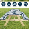 JAWO Blue and Grey Picnic Table Cover with Bench Covers,
