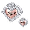 FOREVER QUEEN April Birthstone Charms for Bracelet 925 Sterling Silver