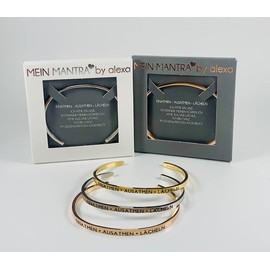 Elegant bangle bracelet in colours: silver, gold or rose gold with mantra and saying - engraving in 2 sizes. Inhale exhale smile, Stainless Steel