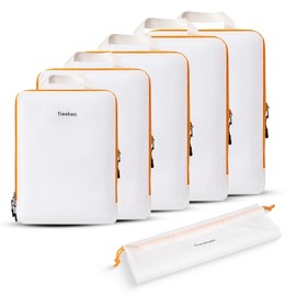 Travelvaez 6 Set Compression Packing Cubes for Travel. Expandable Travel Compression Bags for Packing. Luggage and Suitcase Organizer. Compression Bags for Travel. (White).