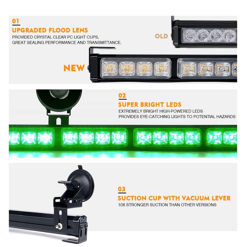 Xprite 35.5" Traffic Advisor Light Bar, LED Emergency Strobe Lights