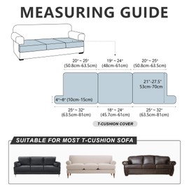 ANARACHON Leather Look Couch Cushion Covers Sofa Seat Slipcovers Sets Couches Furniture Protector for Sectional Armchair Loveseat Pets Kids Stretch Spandex Fabric (3 T-Cushion Sofa, Chocolate)