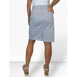Women's Knee Length Stretch Chino Pencil Skirt Ladies Jeans Style Heavy Cotton Casual Summer Skirt Silver Grey 8-20 (14)